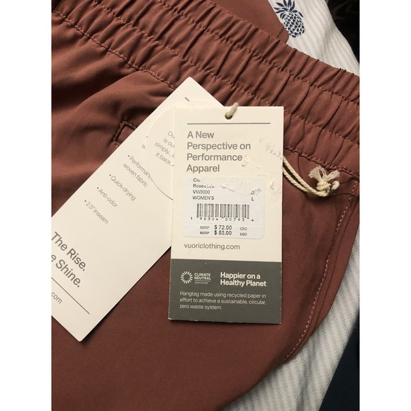Vuori Women's Clementine 2.0 Shorts Rosewood Red Activewear New w/tag $58 - Picture 3 of 3